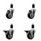 Service Caster 3.5'' Black Poly Wheel Swivel 1-1/2'' Expanding Stem Caster Set 2 Brakes, 4PK SCC-EX20S3514-PPUB-BLK-2-PLB-2-112 - alternate 1